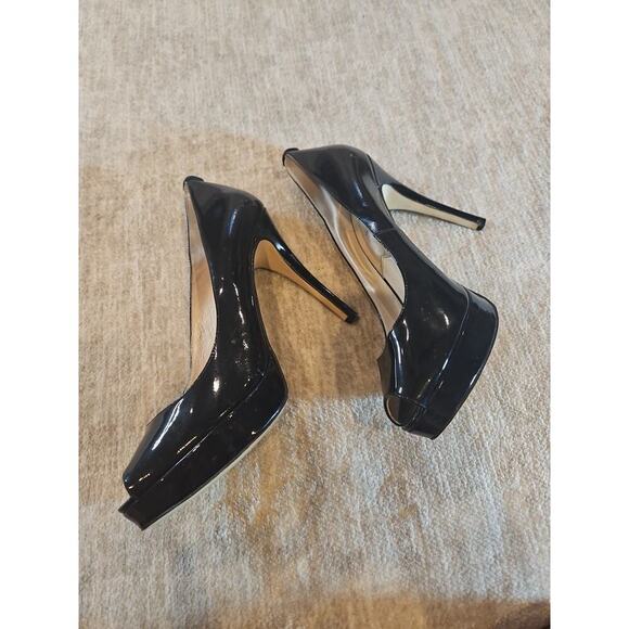 Michael Kors York Platform Black Patent Leather Heel Peep Toe Pump WOMENS 9.5 - Picture 8 of 9